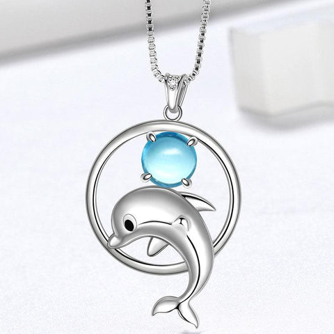 Dolphin Mini Animal Pendant Necklace 925 Sterling Silver - Necklaces - Aurora Tears