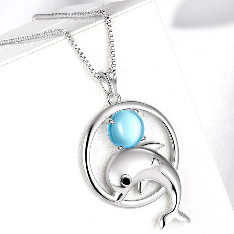Dolphin Mini Animal Pendant Necklace 925 Sterling Silver - Necklaces - Aurora Tears