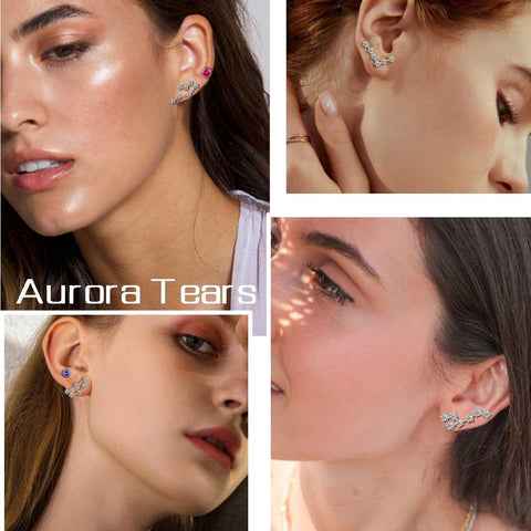 Cancer Earrings July Birthstone Zodiac Studs - Earrings - Aurora Tears
