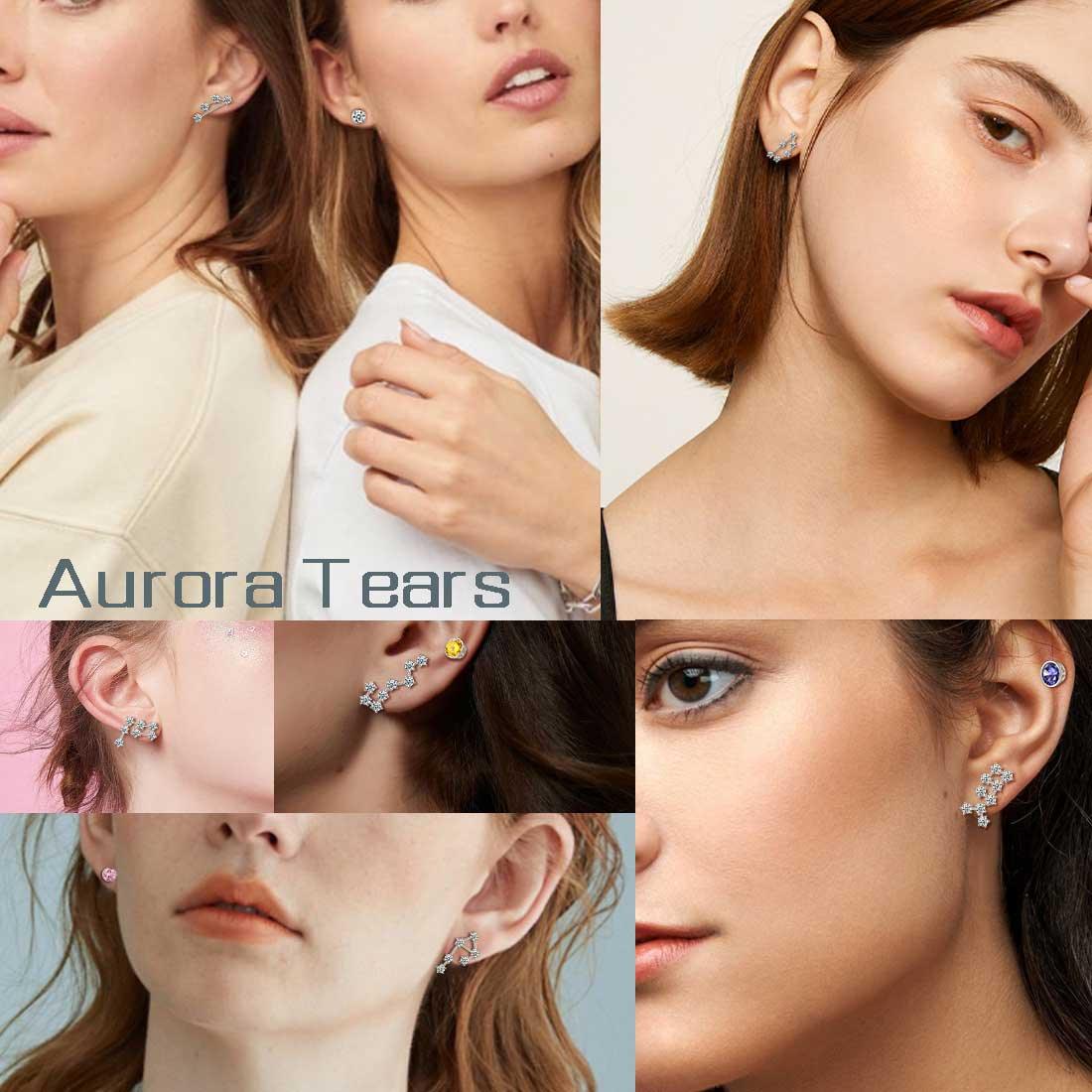 Libra Earrings October Birthstone Zodiac Studs - Earrings - Aurora Tears
