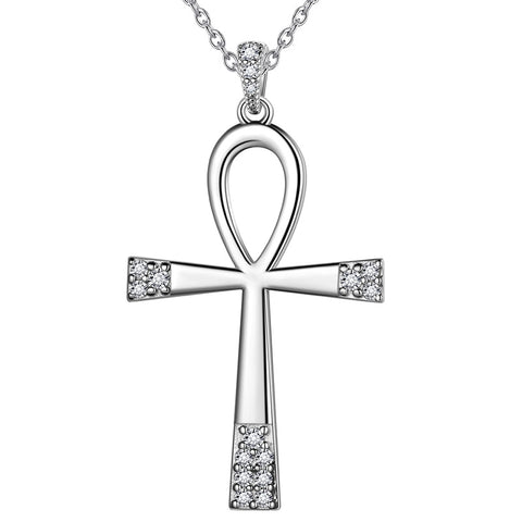 Egyptian Ankh Cross Necklace Pendant Mens Women 925 Sterling Silver - Necklaces - Aurora Tears