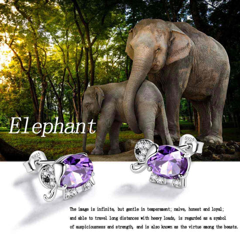 Elephant Birthstone February Amethyst Earrings - Earrings - Aurora Tears