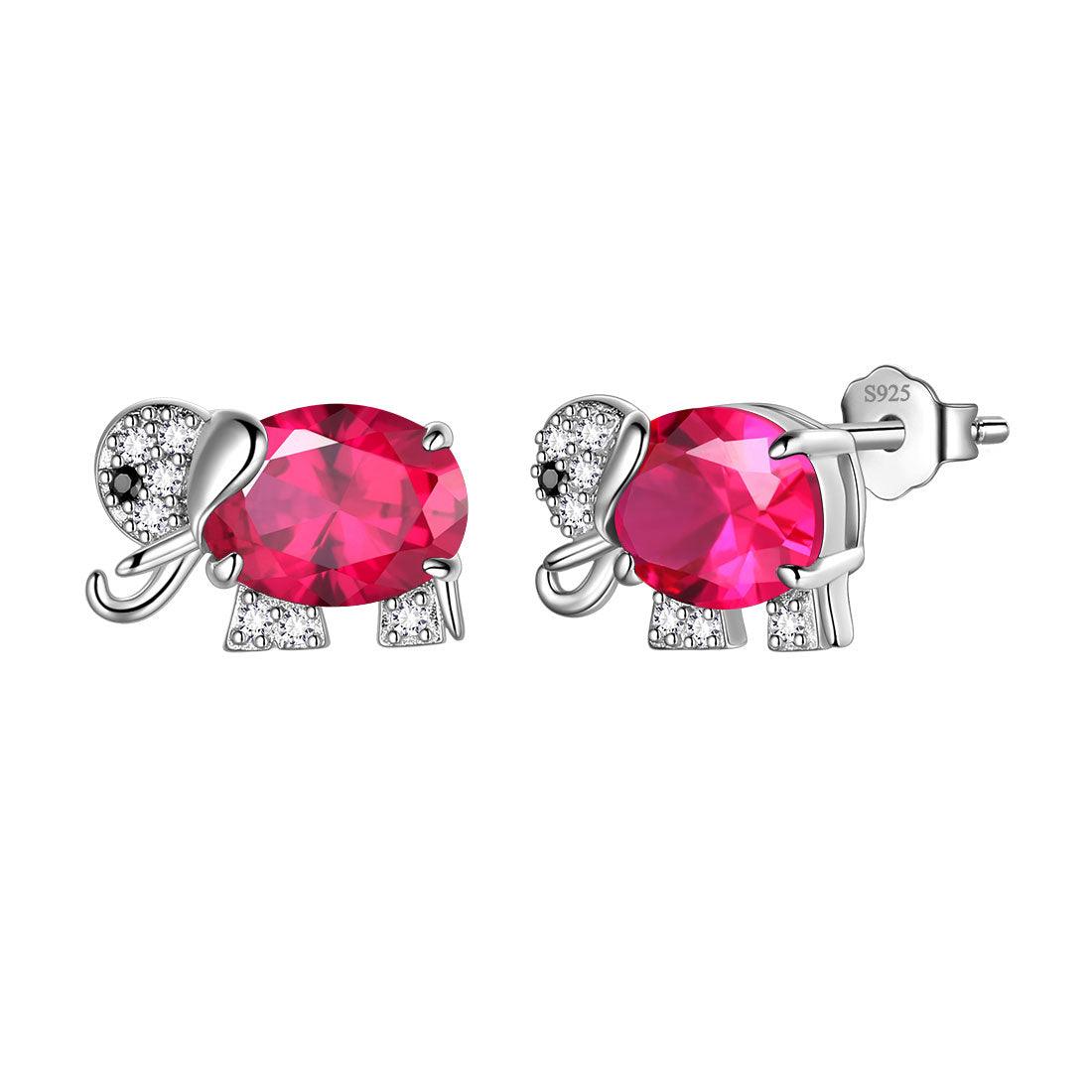 Elephant Birthstone July Ruby Earrings - Earrings - Aurora Tears