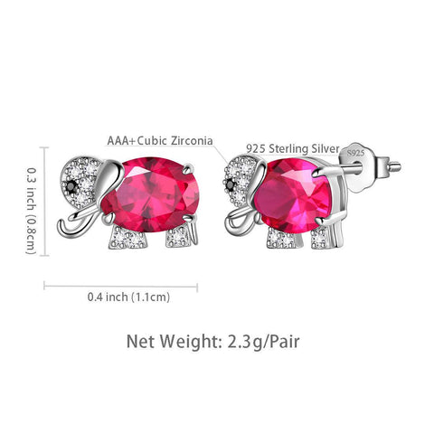 Elephant Birthstone July Ruby Earrings - Earrings - Aurora Tears