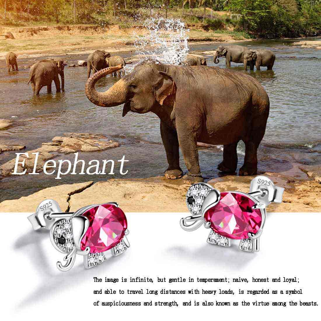 Elephant Birthstone July Ruby Earrings - Earrings - Aurora Tears