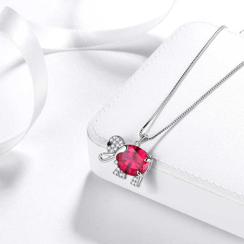 elephant july ruby birthstone necklace 925 sterling silver 288r 5 large