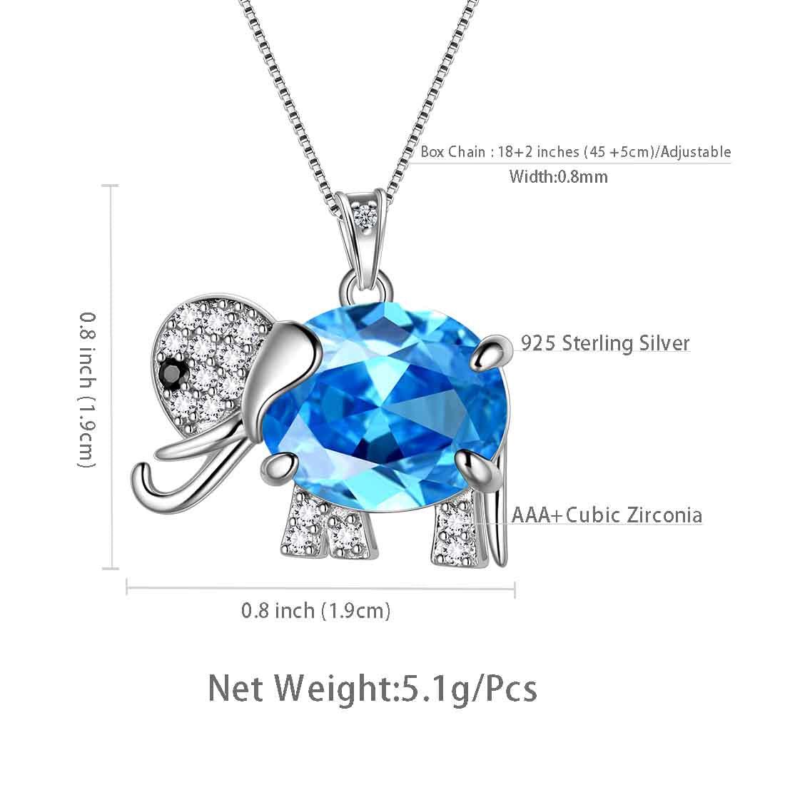 elephant march aquamarine birthstone necklace 925 sterling silver 288m 1