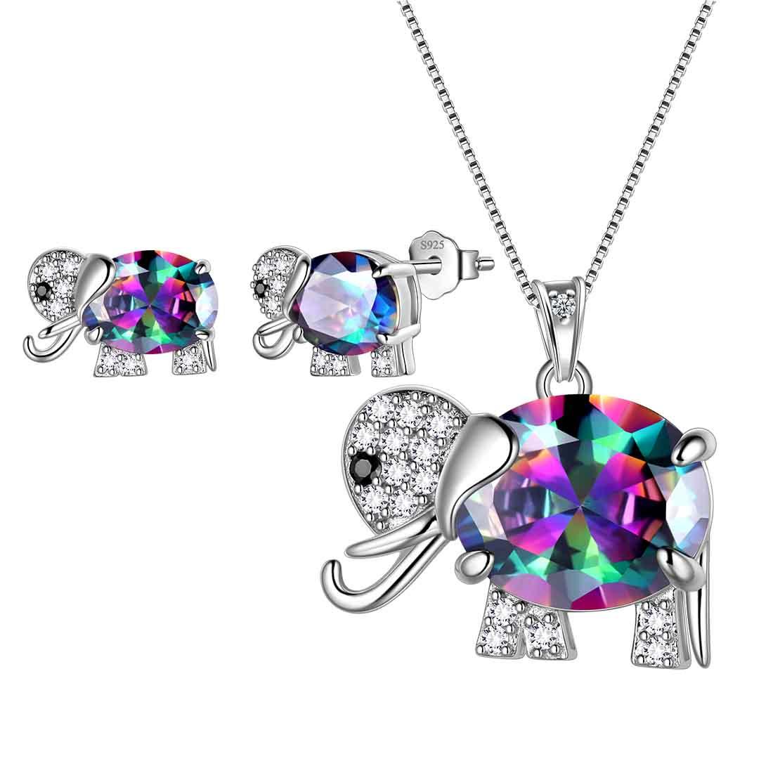 Elephant Mystic Rainbow Topaz Jewelry Set 3PCS - Jewelry Set - Aurora Tears