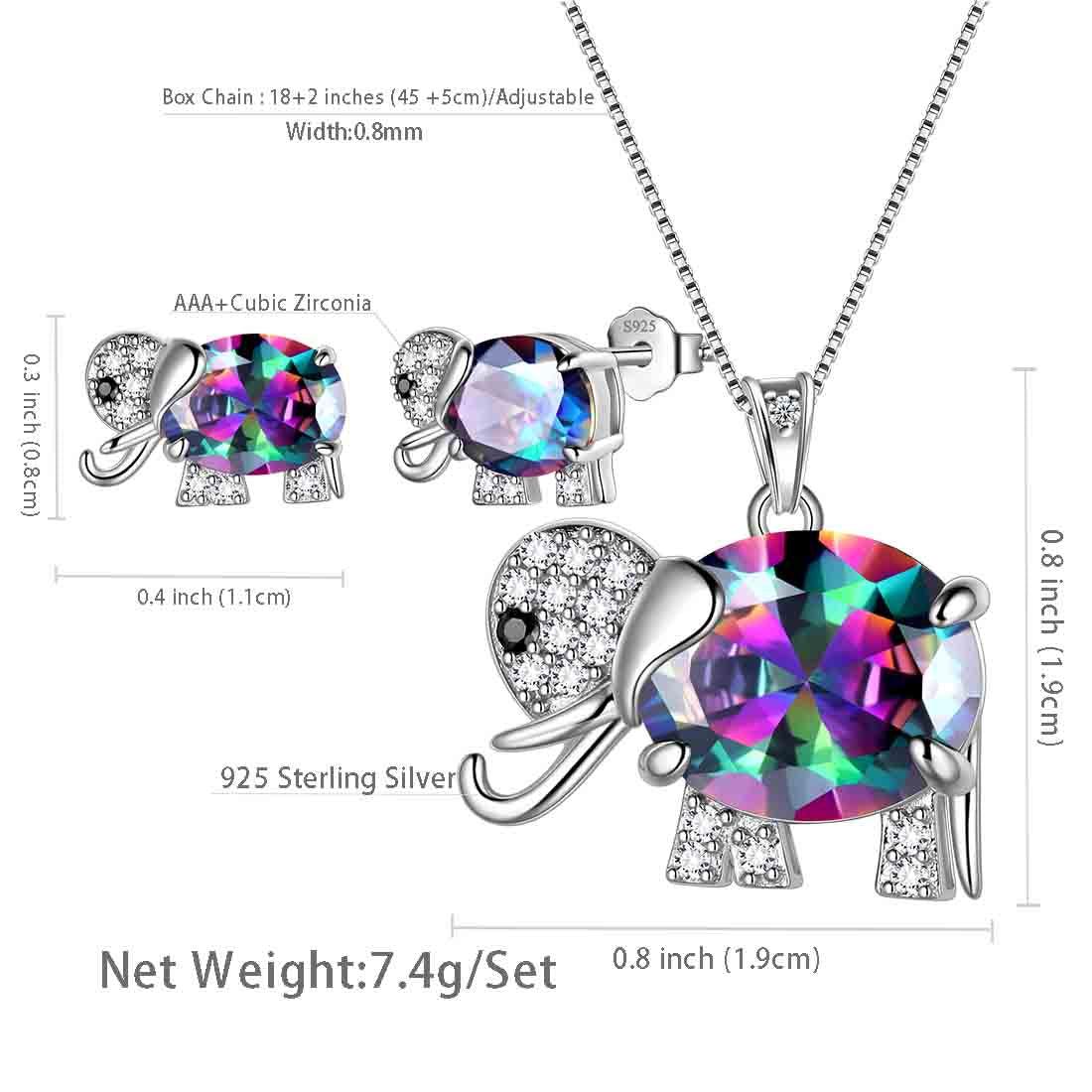 Elephant Mystic Rainbow Topaz Jewelry Set 3PCS - Jewelry Set - Aurora Tears