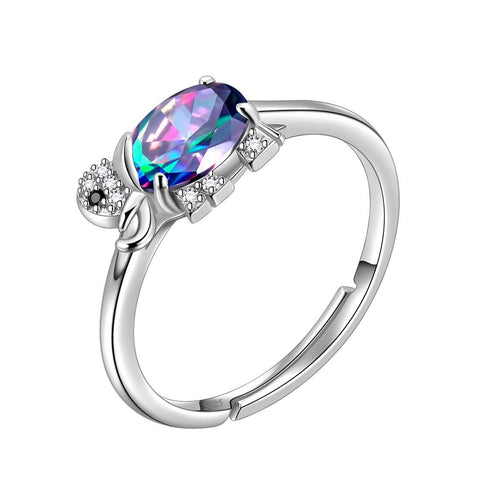 Elephant Mystic Rainbow Topaz Ring - Rings - Aurora Tears