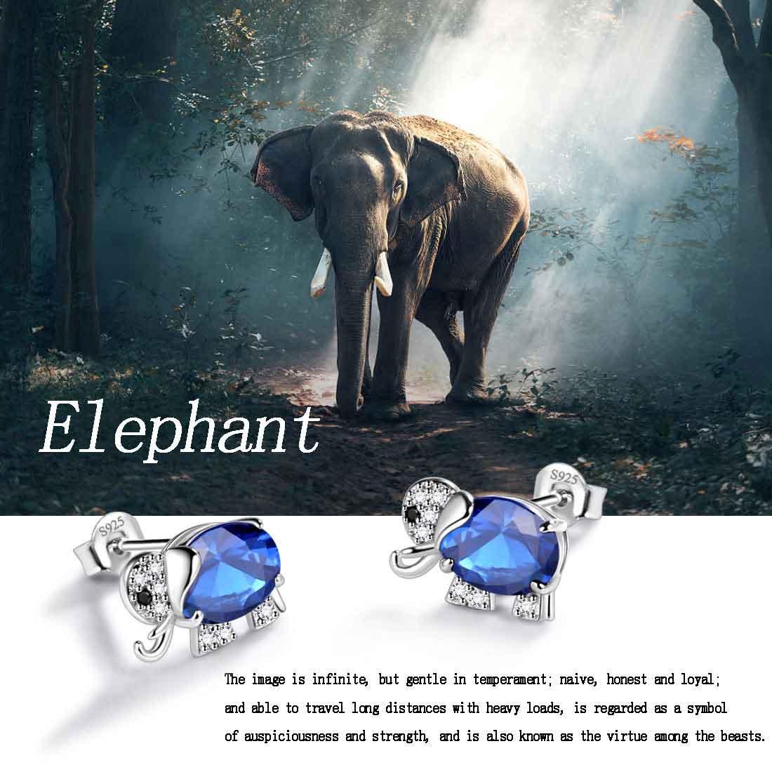 Elephant Birthstone September Sapphire Earrings - Earrings - Aurora Tears