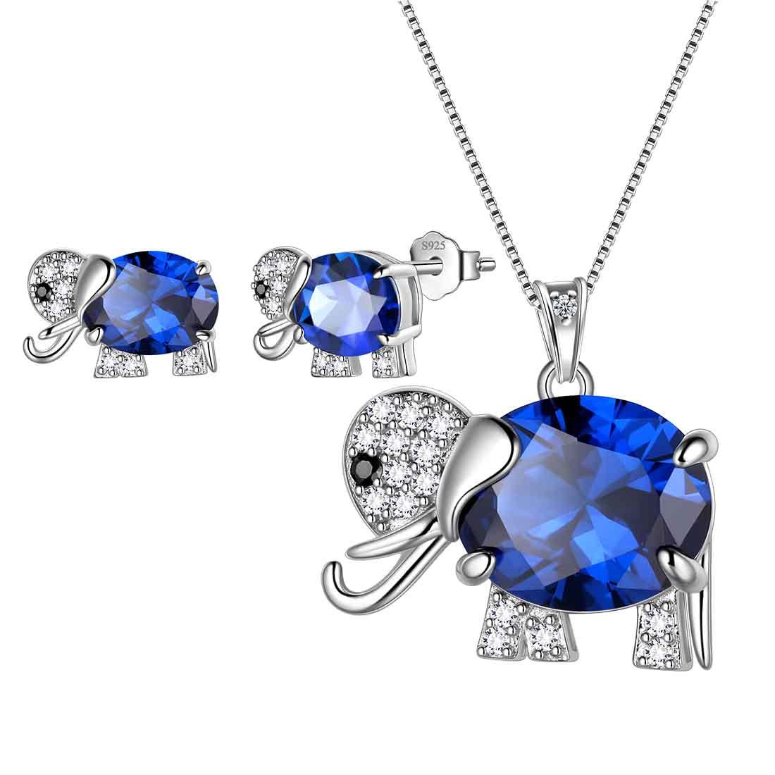 Elephant Birthstone September Sapphire Jewelry Set 3PCS - Jewelry Set - Aurora Tears