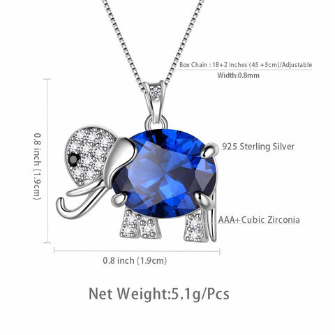 Elephant Birthstone September Sapphire Necklace - Necklaces - Aurora Tears