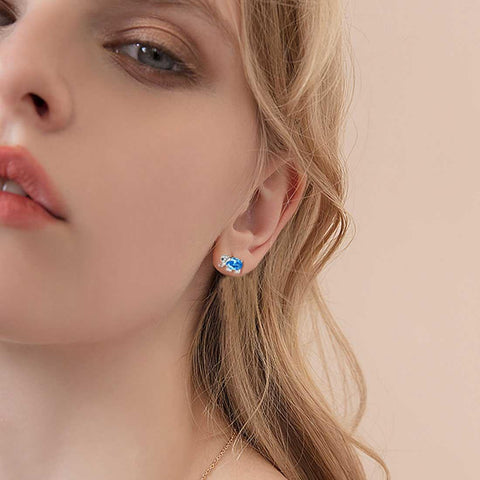 Elephant Birthstone Stud Earrings Sterling Silver - Earrings - Aurora Tears Jewelry