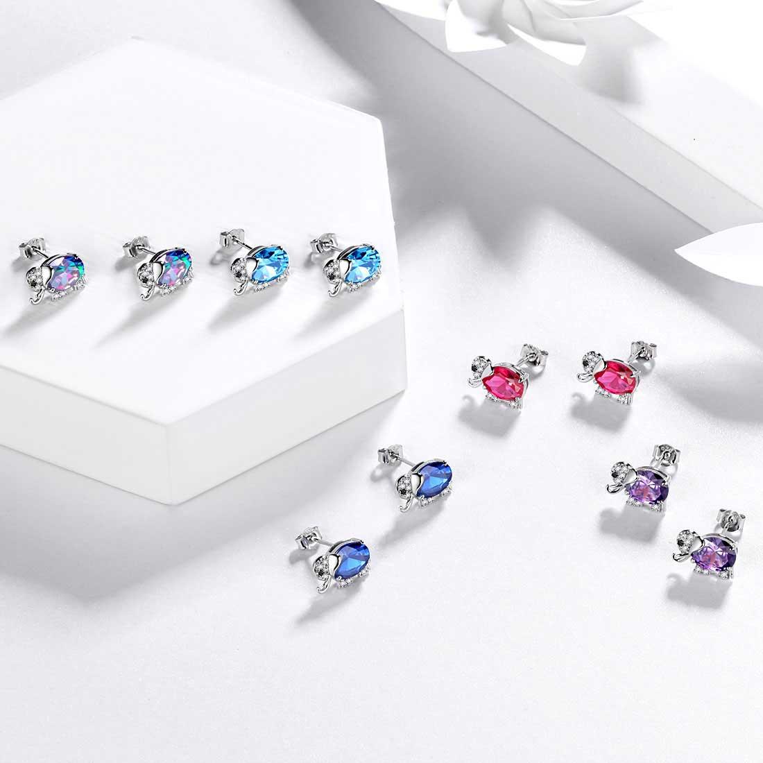 Elephant Birthstone September Sapphire Earrings - Earrings - Aurora Tears