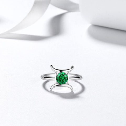 Gemini Ring May Emerald Birthstone Zodiac - Rings - Aurora Tears