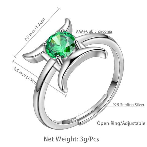 Gemini Ring May Emerald Birthstone Zodiac - Rings - Aurora Tears