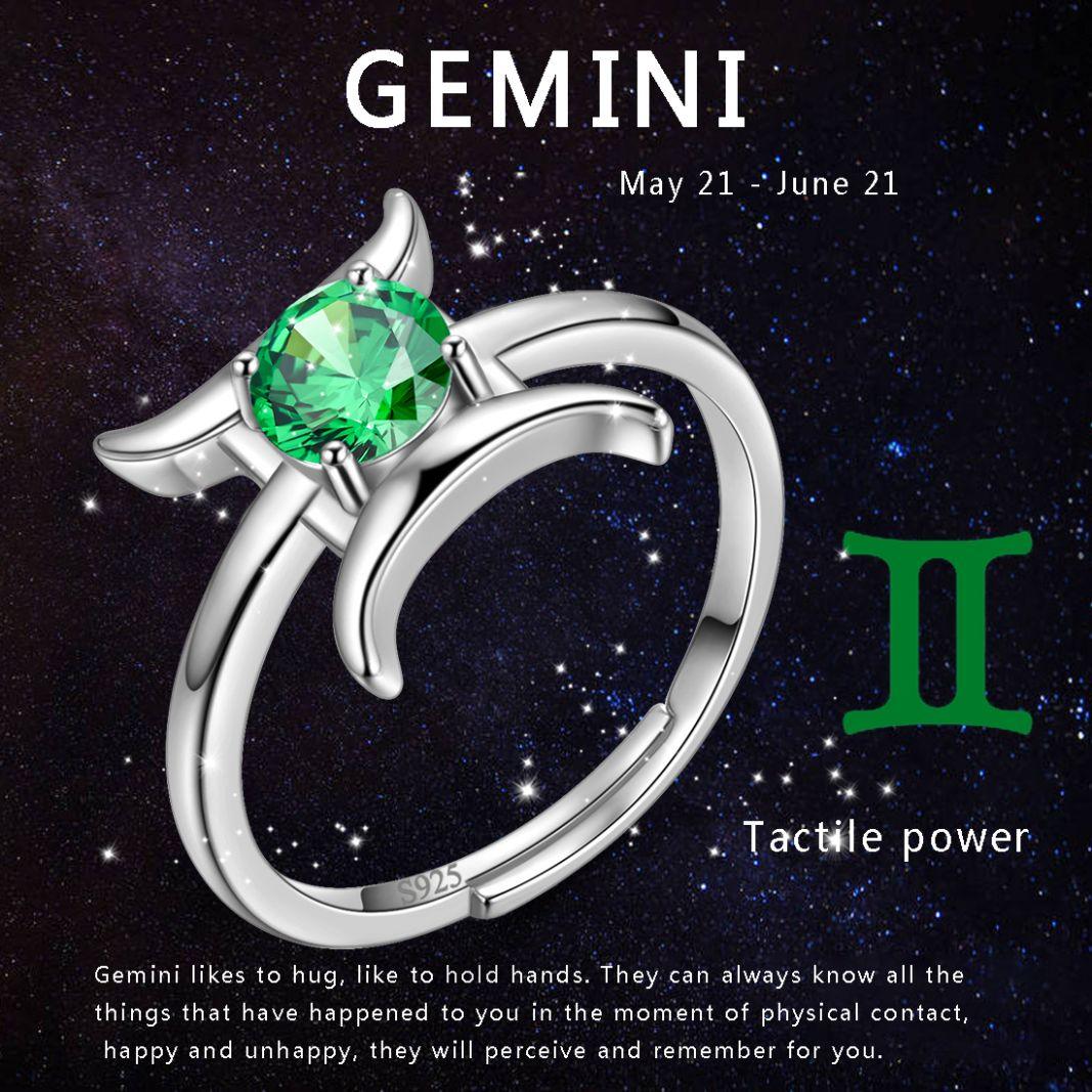 Gemini Ring May Emerald Birthstone Zodiac - Rings - Aurora Tears