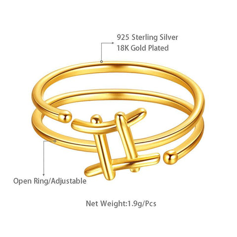 Gemini Rings Zodiac Sign Jewelry 925 Sterling Silver - Rings - Aurora Tears