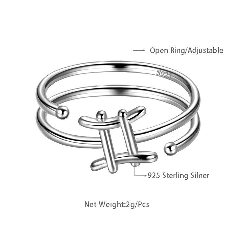 Gemini Rings Zodiac Sign Jewelry 925 Sterling Silver - Rings - Aurora Tears