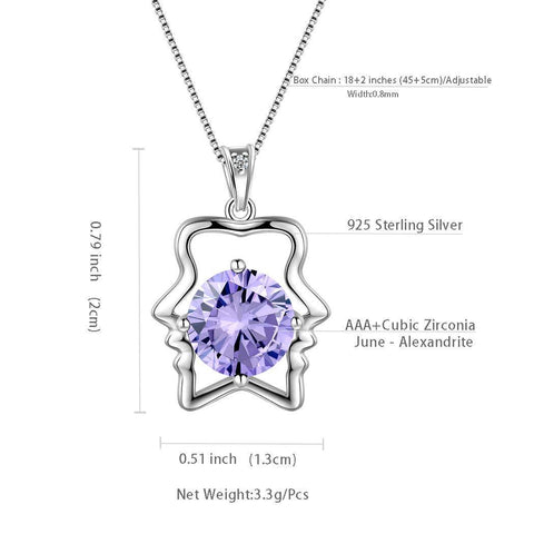 Zodiac Gemini Necklace June Birthstone Pendant Crystal - Necklaces - Aurora Tears