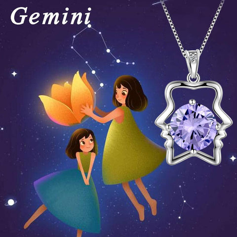 Zodiac Gemini Necklace June Birthstone Pendant Crystal - Necklaces - Aurora Tears