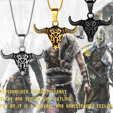 Gengar Vampire Bull Necklace Taurus Mens Stainless Steel - Necklaces - Aurora Tears