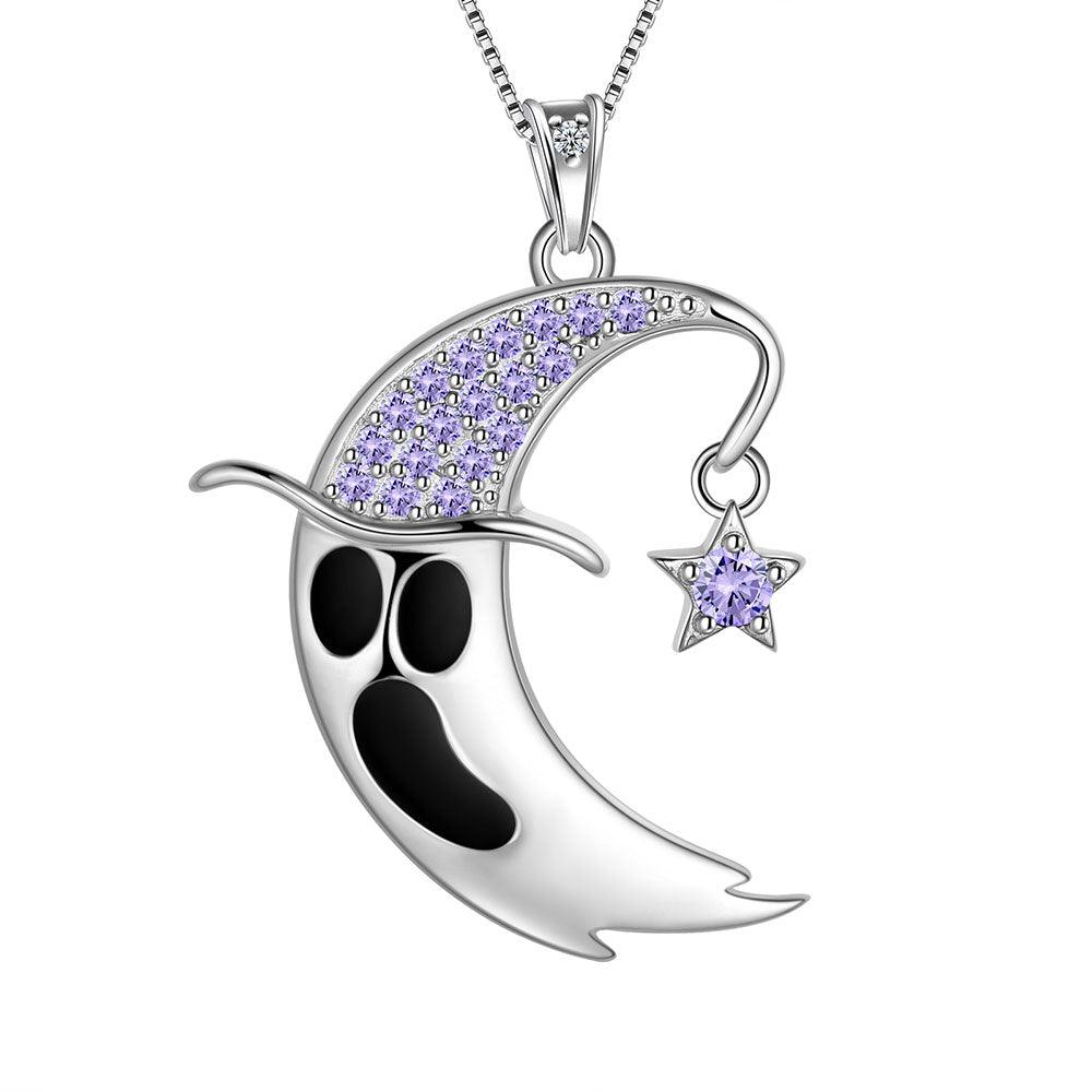 Ghost Pendant Necklace Halloween Jewelry 925 Sterling Silver - Necklaces - Aurora Tears