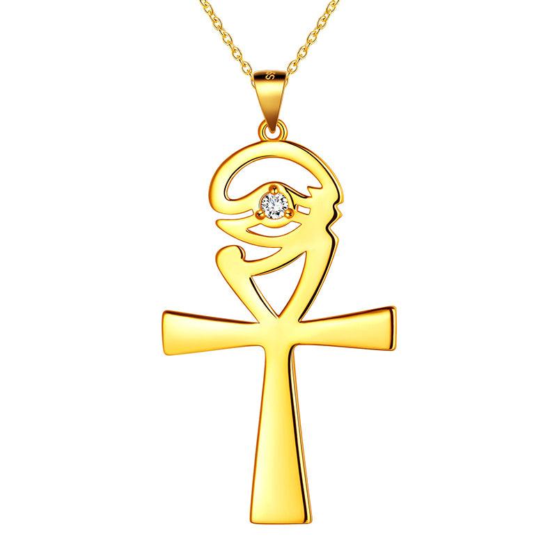 Ankh Cross Eye of Horus Necklace Pendant 925 Sterling Silver - Necklaces - Aurora Tears