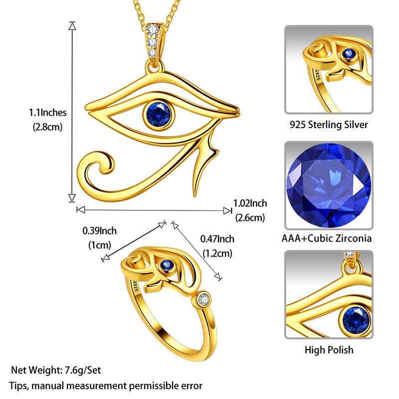 Egyptian Eye of Horus Necklace Ring Jewelry Sets - Jewelry Set - Aurora Tears