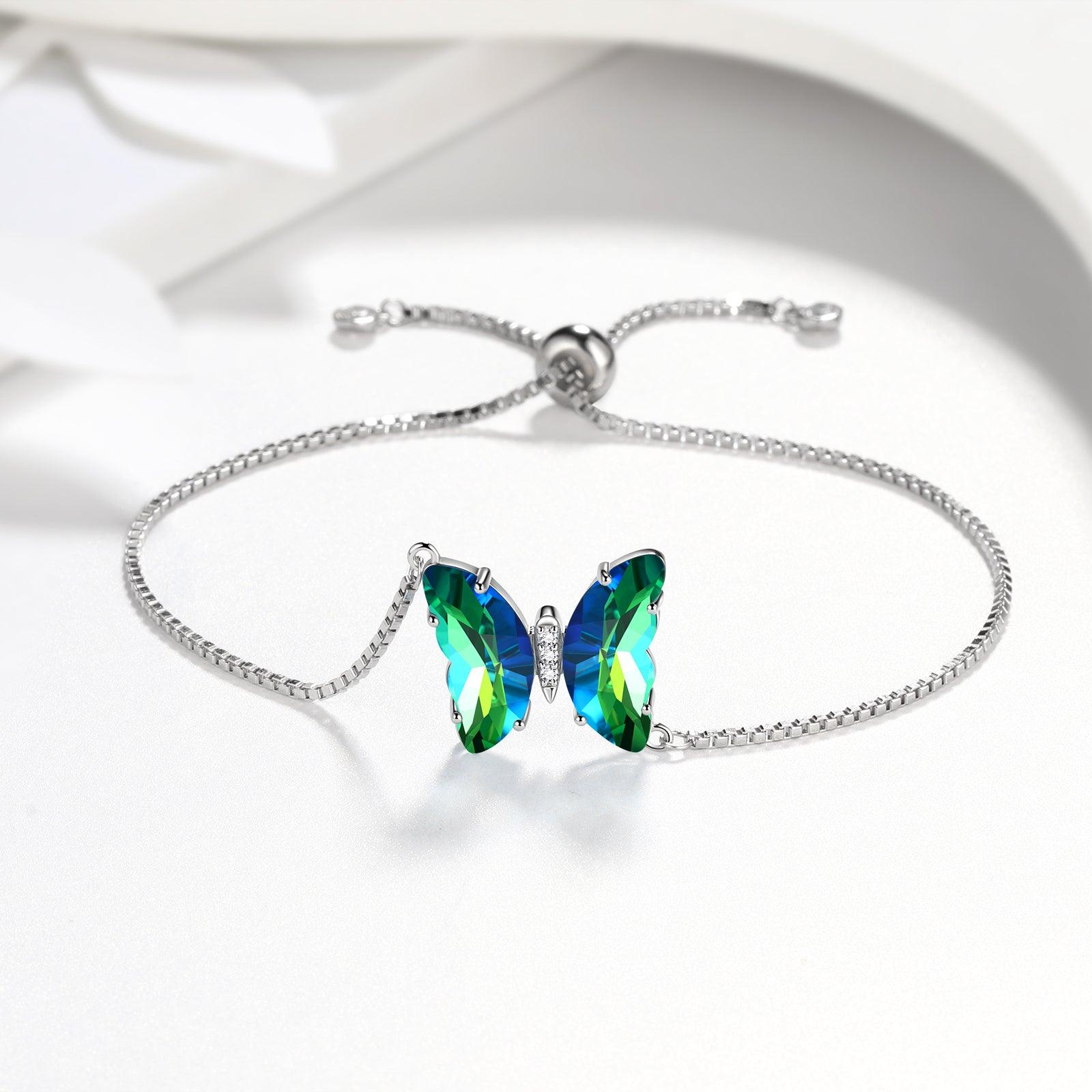 Green Butterfly Bracelet May Emerald Birthstone - Bracelet - Aurora Tears