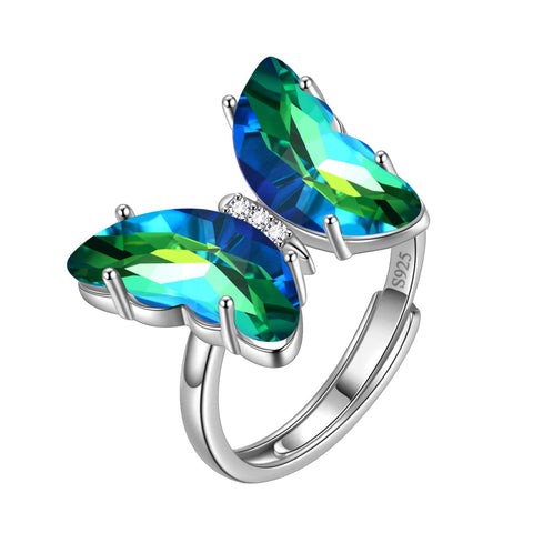 Green Butterfly Ring May Emerald Birthstone - Rings - Aurora Tears