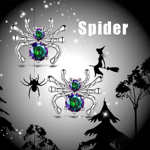 Halloween Insect Spider Stud Earrings Mystic Rainbow Topaz - Earrings - Aurora Tears Jewelry