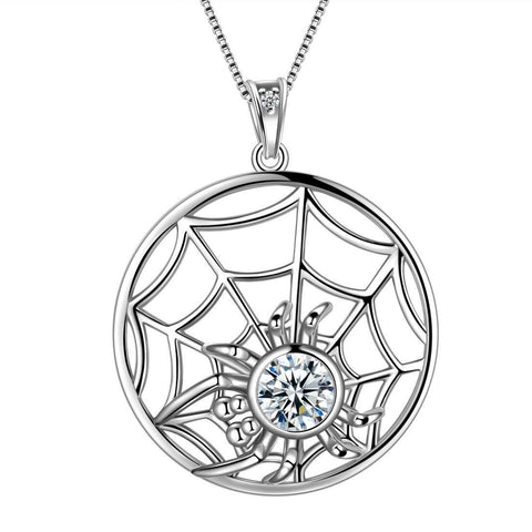 Halloween Spider Necklace Tarantula Web Pendant 925 Sterling Silver Aurora Tears Jewelry