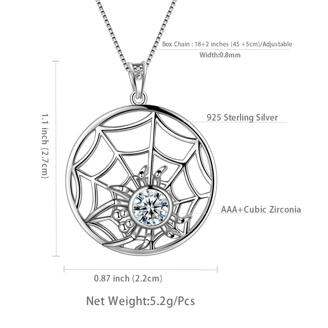 Halloween Spider Necklace Tarantula Web Pendant 925 Sterling Silver - Necklaces - Aurora Tears Jewelry