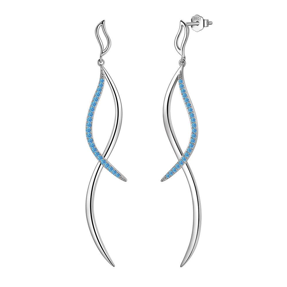 Infinity Dangle Earrings 925 Sterling Silver Blue Crystal - Earrings - Aurora Tears