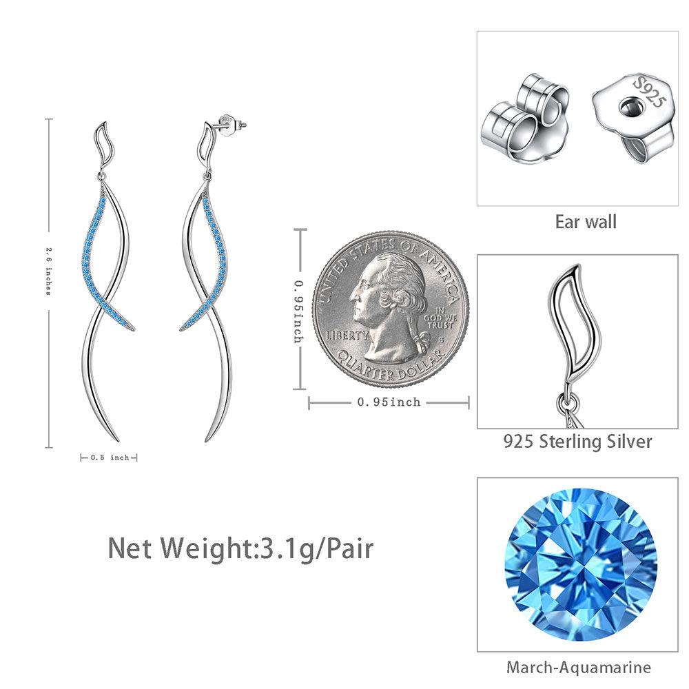 Infinity Dangle Earrings 925 Sterling Silver Blue Crystal - Earrings - Aurora Tears