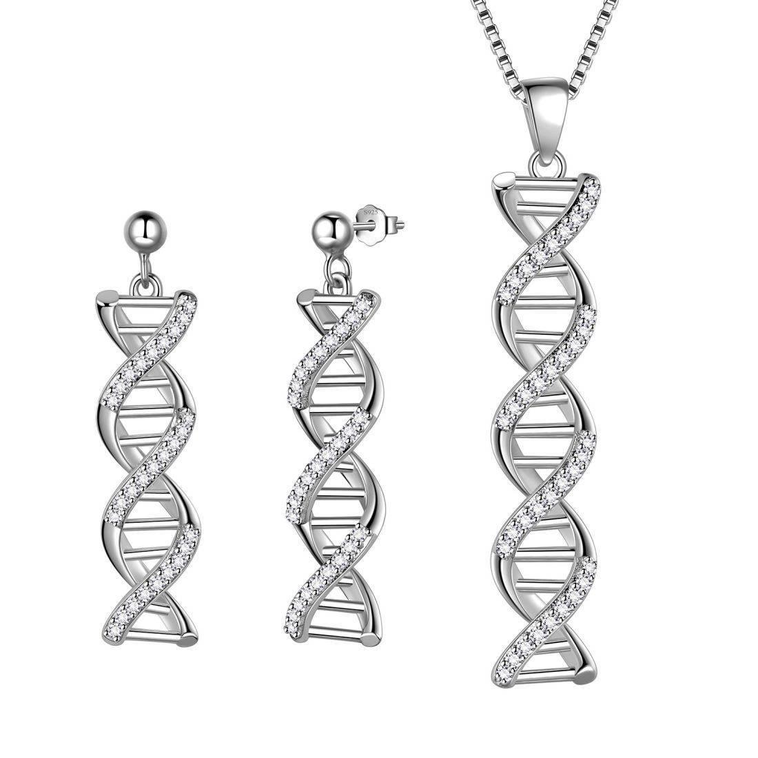 Infinity DNA Double Helix Jewelry Set Necklace Earrings Aurora Tears - Jewelry Set - Aurora Tears Jewelry