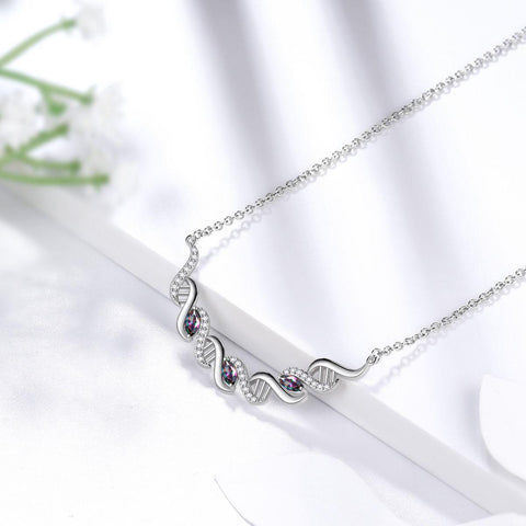 Infinity Spiral DNA Double Helix Necklaces Sterling Silver - Necklaces - Aurora Tears