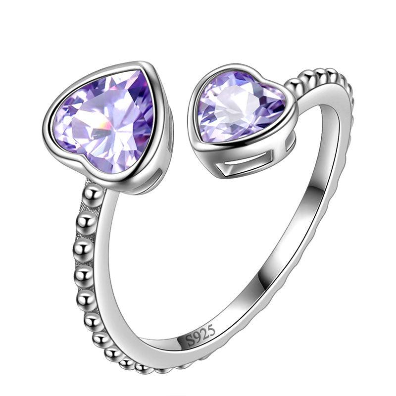 Birthstone June Alexandrite Love Hearts Ring Adjustable - Rings - Aurora Tears