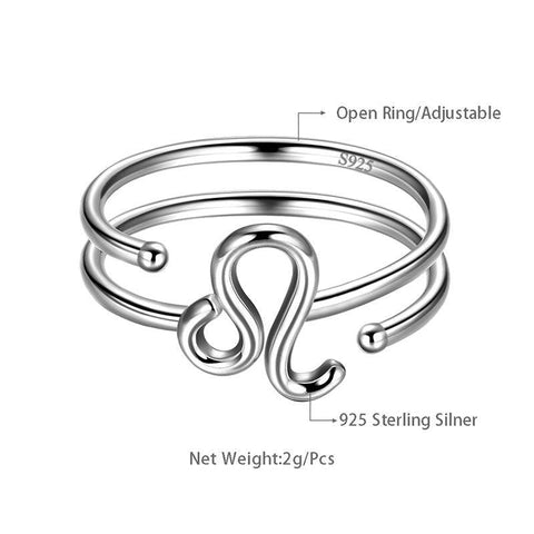 Leo Rings Zodiac Sign Jewelry 925 Sterling Silver - Rings - Aurora Tears