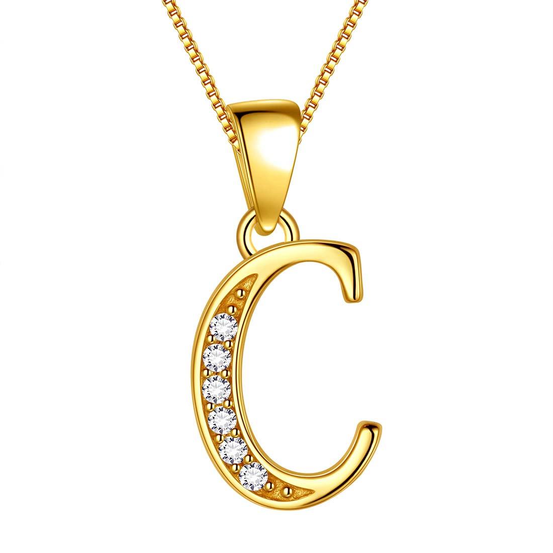 Letter C Initial Necklaces 925 Sterling Silver - Necklaces - Aurora Tears Jewelry