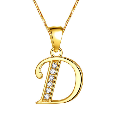 Letter D Initial Necklaces 925 Sterling Silver - Necklaces - Aurora Tears Jewelry