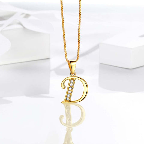 Letter D Initial Necklaces 925 Sterling Silver - Necklaces - Aurora Tears Jewelry