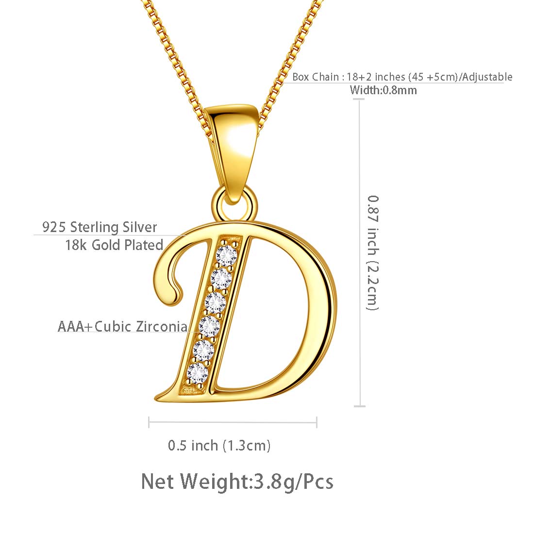 Letter D Initial Necklaces 925 Sterling Silver - Necklaces - Aurora Tears Jewelry