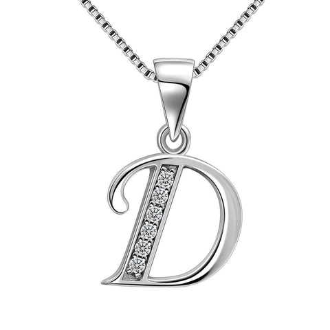 Letter D Initial Necklaces 925 Sterling Silver - Necklaces - Aurora Tears Jewelry