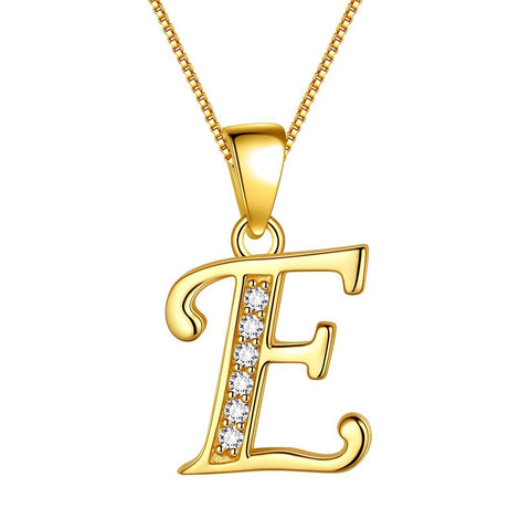 Letter E Initial Necklaces 925 Sterling Silver - Necklaces - Aurora Tears Jewelry