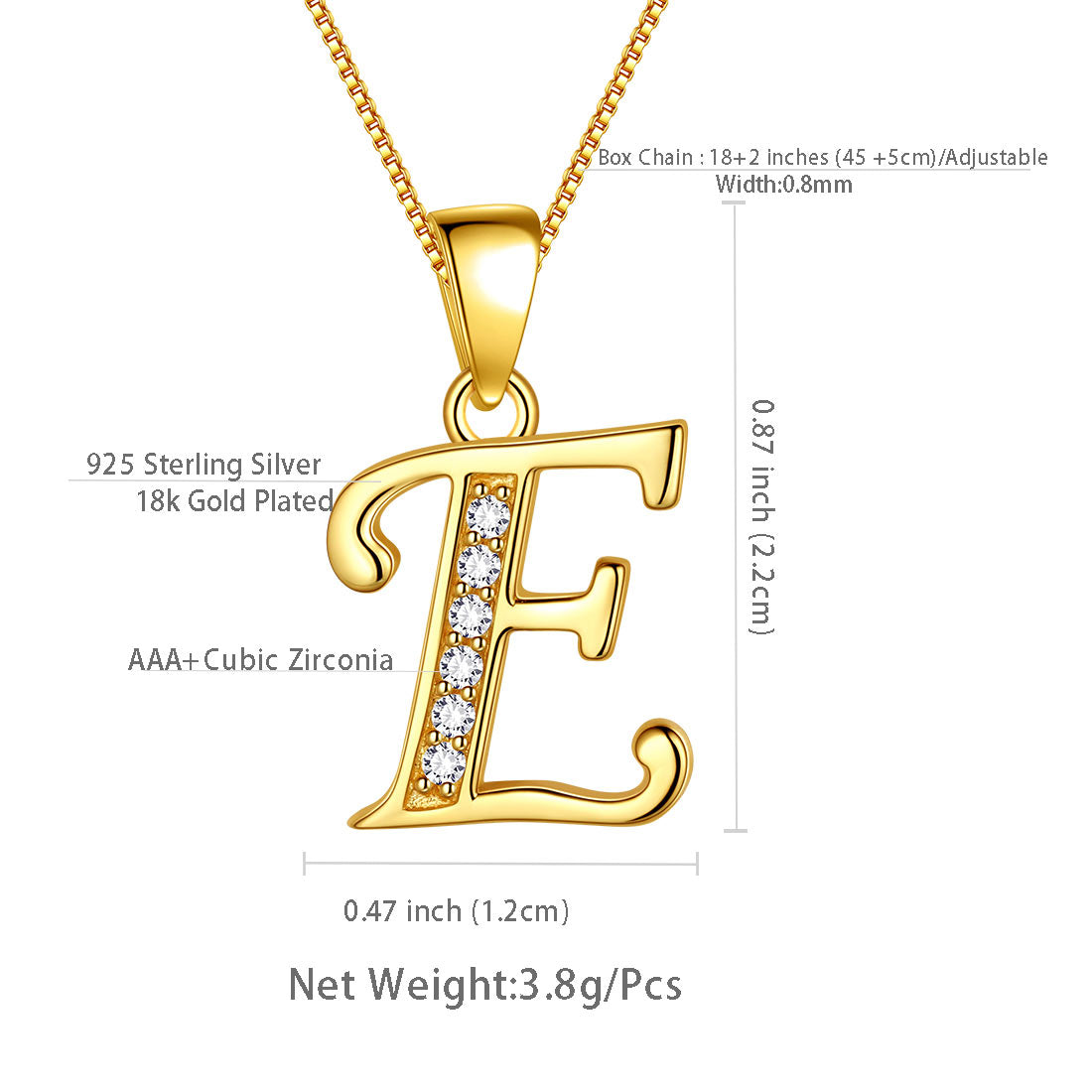 Letter E Initial Necklaces 925 Sterling Silver - Necklaces - Aurora Tears Jewelry