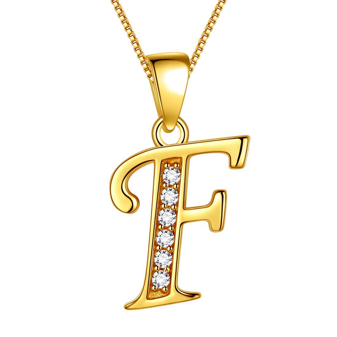 Letter F Initial Necklaces 925 Sterling Silver - Necklaces - Aurora Tears Jewelry