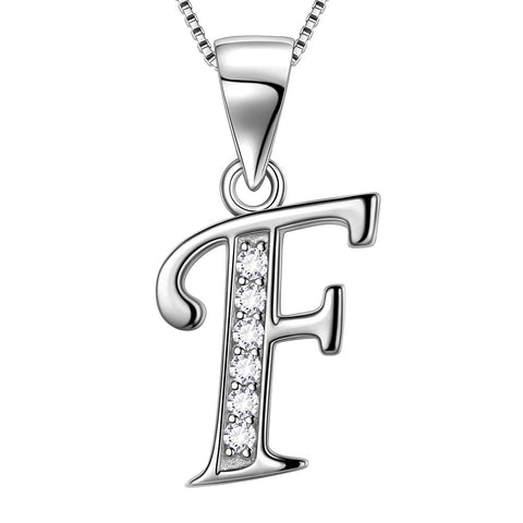Letter F Initial Necklaces 925 Sterling Silver - Necklaces - Aurora Tears Jewelry